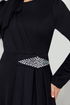 The Stone Detailed Hijab Dress 5022SL890 Black - Thumbnail