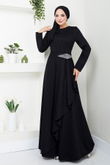 MRV S.L. - The Stone Detailed Hijab Dress 5022SL890 Black