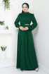 The Stone Detailed Hijab Evening dress 271DVL897-M Emerald - Thumbnail