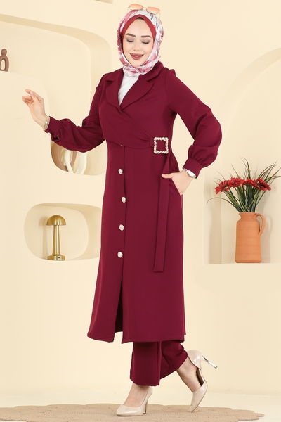 F.O.N. - Toka Detaylı Dabıl Takım 2030FON792-MS Bordo - 425081