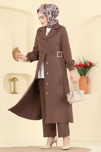 F.O.N. - Toka Detaylı Dabıl Takım 2030FON792-MS Kahve - 425123