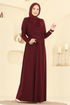 Toka Detaylı Sandy Elbise 2455ANT466-MS Bordo - Thumbnail