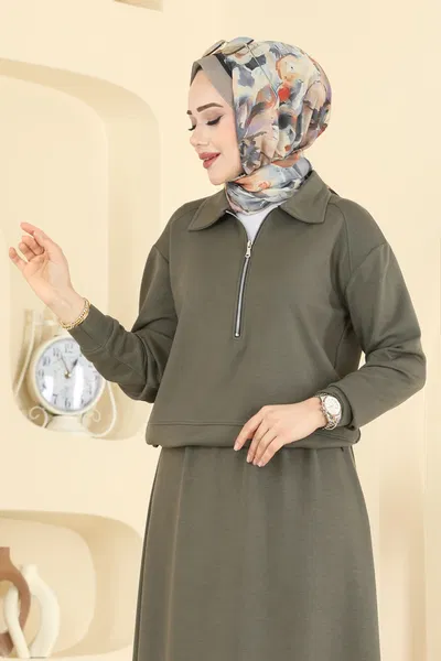 M.S.Z. - Tuniği Bağcıklı Modal Takım 2636MSZ1172-MS Haki - 421684