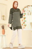 A.Y.D. - Tuniği Çizgili Triko Tunik 2751AYD574-MS Haki