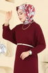 Tuniği Yırtmaçlı Triko Takım 2774AYD574-MS Bordo - Thumbnail