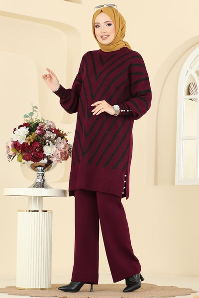 A.Y.D. - V Desen Triko Takım 2755AYD574-MS Bordo - 416070