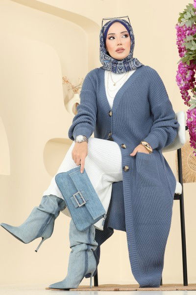 A.Y.D. - V Yaka Triko Hırka 2729AYD574-MS İndigo