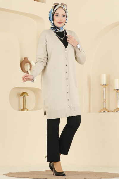 U.Z. - V Yaka Triko Hırka 3176UZ662-MS Taş - 417913