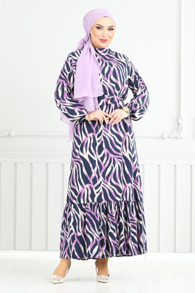 MRV O.Z.R. - Vague À Motifs Viscose Robe Numéro de pièce 825OZR1047-M Lilas - 352572