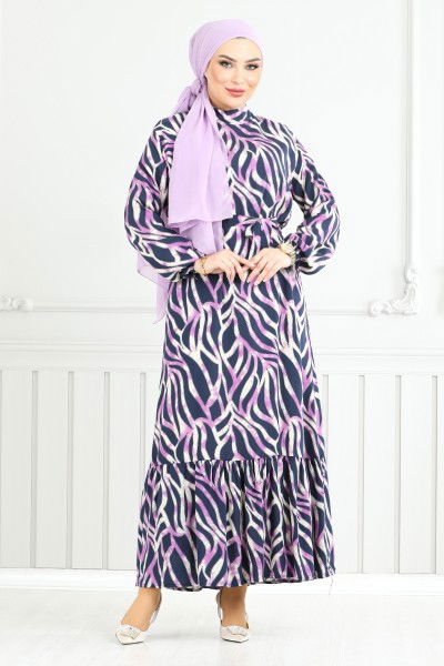 MRV O.Z.R. - Vague À Motifs Viscose Robe Numéro de pièce 825OZR1047-M Lilas