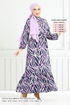 Vague À Motifs Viscose Robe Numéro de pièce 825OZR1047-M Lilas - Thumbnail