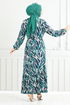 Vague À Motifs Viscose Robe Numéro de pièce 825OZR1047-M Vert - Thumbnail