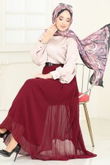 B.İ.S.S.K. - Volanlı Şifon Etek 6202BSK463-MS Bordo