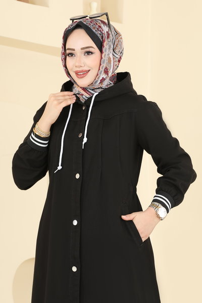 O.R.G. - Yaka Bağcıklı Kot Kap 1321ORG1169-MS Siyah - 425458