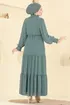 Yaka Bağcıklı Şifon Elbise 6268BSK463-MS Koyu Mint - Thumbnail