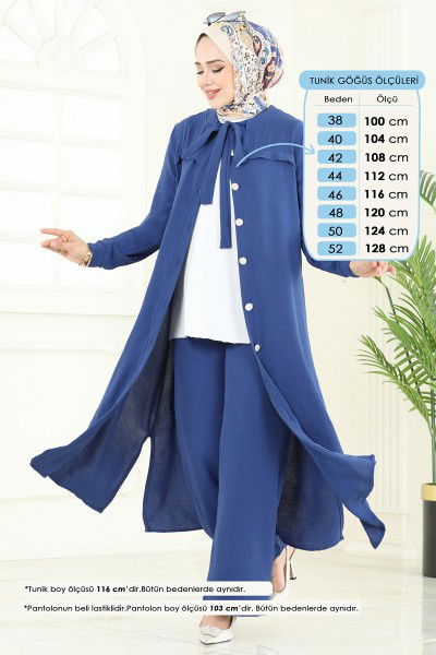 D.V.L. - Yakası Bağcıklı Aerobin Takım 374DVL817-MS İndigo