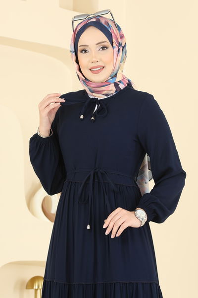 B.G.S. - Yakası Bağcıklı Belmando Elbise 7151BG354-MS Laci - 424580