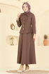 Yakası Bağlamalı Dabıl Takım 2799SL432-MS Kahve - Thumbnail