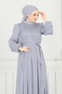 Yakası İncili Tesettür Abiye 6622YG95-MS Gri - Thumbnail