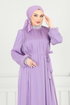 Yakası İncili Tesettür Abiye 6622YG95-MS Lila - Thumbnail