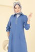 Yakası Taş Detaylı Tunik Takım 446DVL817-MS İndigo - Thumbnail