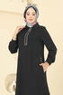 Yakası Taş Detaylı Tunik Takım 446DVL817-MS Siyah - Thumbnail