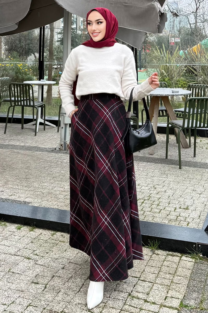 Yan Cepli Ekose Etek 4700ALGK1170-MS Desen 2 Siyah