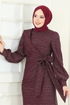 Yandan Bağcıklı Abiye Elbise 2807ASMK1074-MS Bordo - Thumbnail