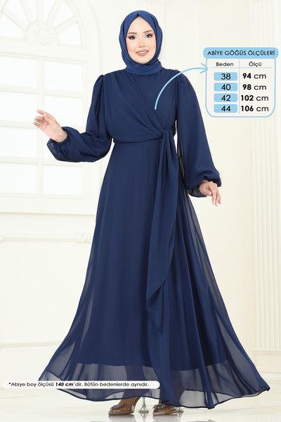 B.İ.S.S.K. - Yandan Bağcıklı Abiye Elbise 6226BSK463-MS Laci - 429241