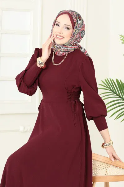 M.O.R. - Yandan Bağcıklı Aerobin Elbise 5008MDA386-MS Bordo