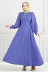 Yandan Bağcıklı Tesettür Elbise 5962BSK463-MS Koyu İndigo - Thumbnail