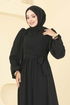 Yandan Bağlamalı Şifon Abiye 8110AB368-MS Siyah - Thumbnail