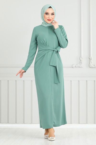 MRV A.L.G. - Yandan Kemer Detaylı Elbise 0409ALG1079-M Mint