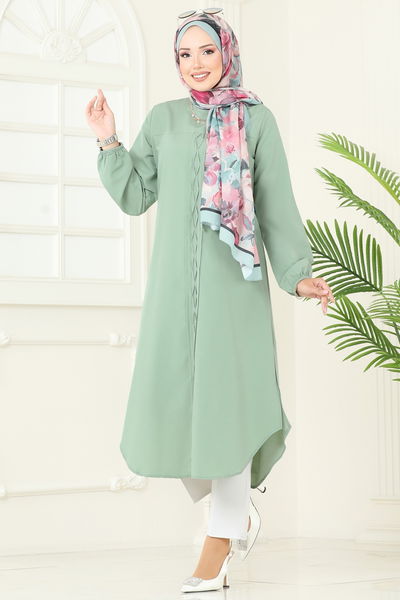 P.R.M. - Yandan Yırtmaçlı Terikoton Tunik 4109PM271-MS Mint - 363440