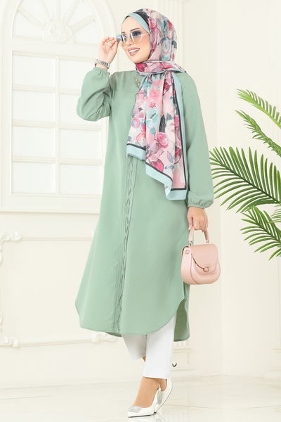 P.R.M. - Yandan Yırtmaçlı Terikoton Tunik 4109PM271-MS Mint - 363441