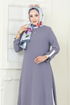 Yandan Yırtmaçlı Tesettür Takım 1994FON792-MS Gri - Thumbnail