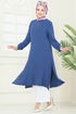Yandan Yırtmaçlı Tesettür Takım 1994FON792-MS İndigo - Thumbnail