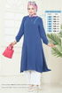 Yandan Yırtmaçlı Tesettür Takım 1994FON792-MS İndigo - Thumbnail