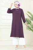F.O.N. - Yandan Yırtmaçlı Tesettür Takım 1994FON792-MS Koyu Lila