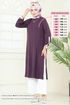 Yandan Yırtmaçlı Tesettür Takım 1994FON792-MS Koyu Lila - Thumbnail