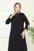 Yandan Yırtmaçlı Tesettür Takım 1994FON792-MS Siyah - Thumbnail