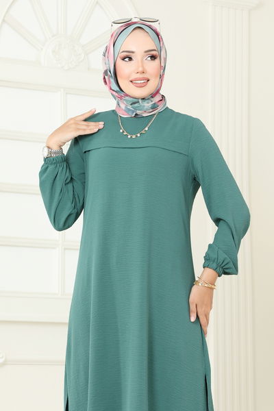 F.O.N. - Yandan Yırtmaçlı Tesettür Takım 1996FON792-MS Koyu Mint - 374342