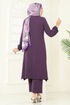 Yandan Yırtmaçlı Tesettür Takım 1996FON792-MS Mor - Thumbnail