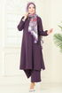 Yandan Yırtmaçlı Tesettür Takım 1996FON792-MS Mor - Thumbnail