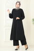 Yandan Yırtmaçlı Tesettür Takım 1996FON792-MS Siyah - Thumbnail