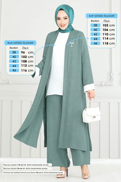 L.V.N. - Yandan Yırtmaçlı Üçlü Takım 1774LVN1041-MS Mint - 390680