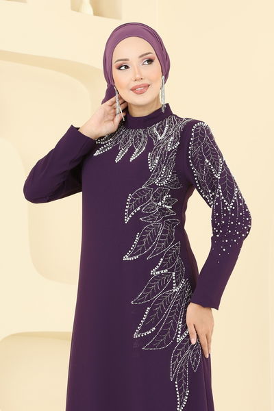 A.B.K. - Yaprak Detay Taşlı Takım 8098ABK1075-MS Mor - 392130