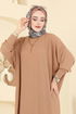 Yarasa Kollu Bürümcük Elbise 2000ERK1158-MS Bisküvi - Thumbnail