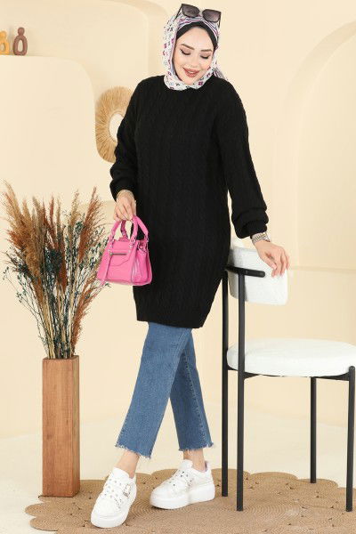A.Y.D. - Yarım Boğazlı Triko Tunik 2734AYD574-MS Siyah