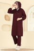 Yarım Çıtçıtlı Krep Takım 25007UKB139-MS Bordo - Thumbnail
